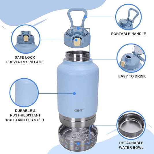 Insulated Stainless Steel Water Bottle for Dogs and Humans, Universal Travel Dis