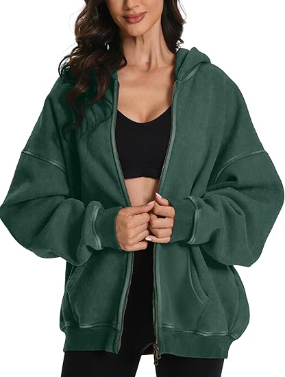 Women's and men's oversized double zipper hoodie made of thick cotton