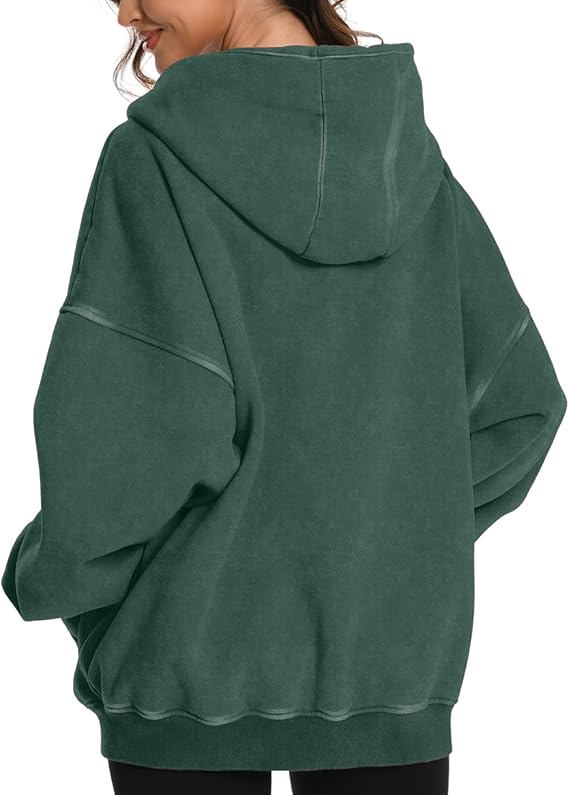 Women's and men's oversized double zipper hoodie made of thick cotton