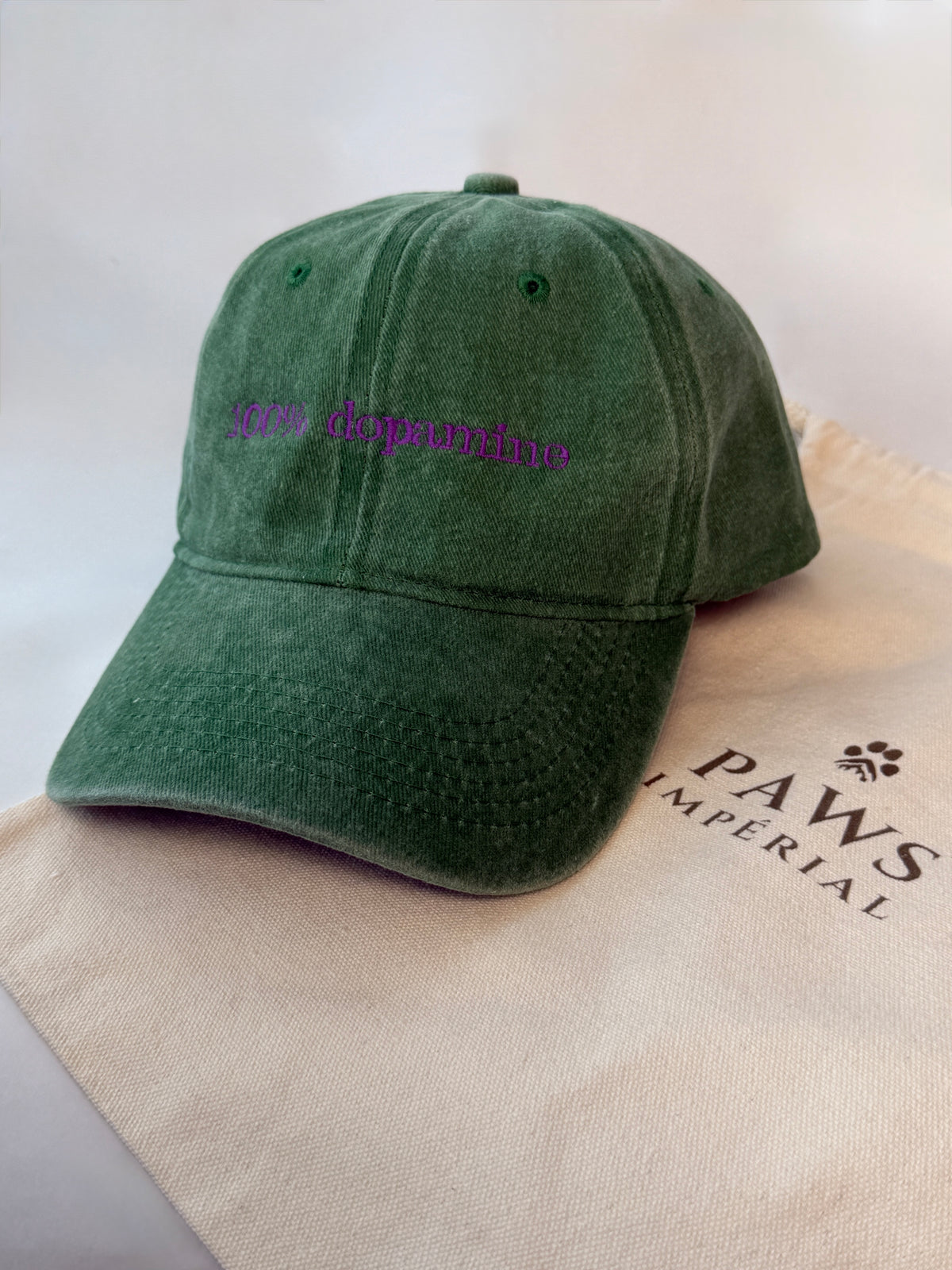 100% dopamine Washed Cotton Cap — Green and Purple — photo 1