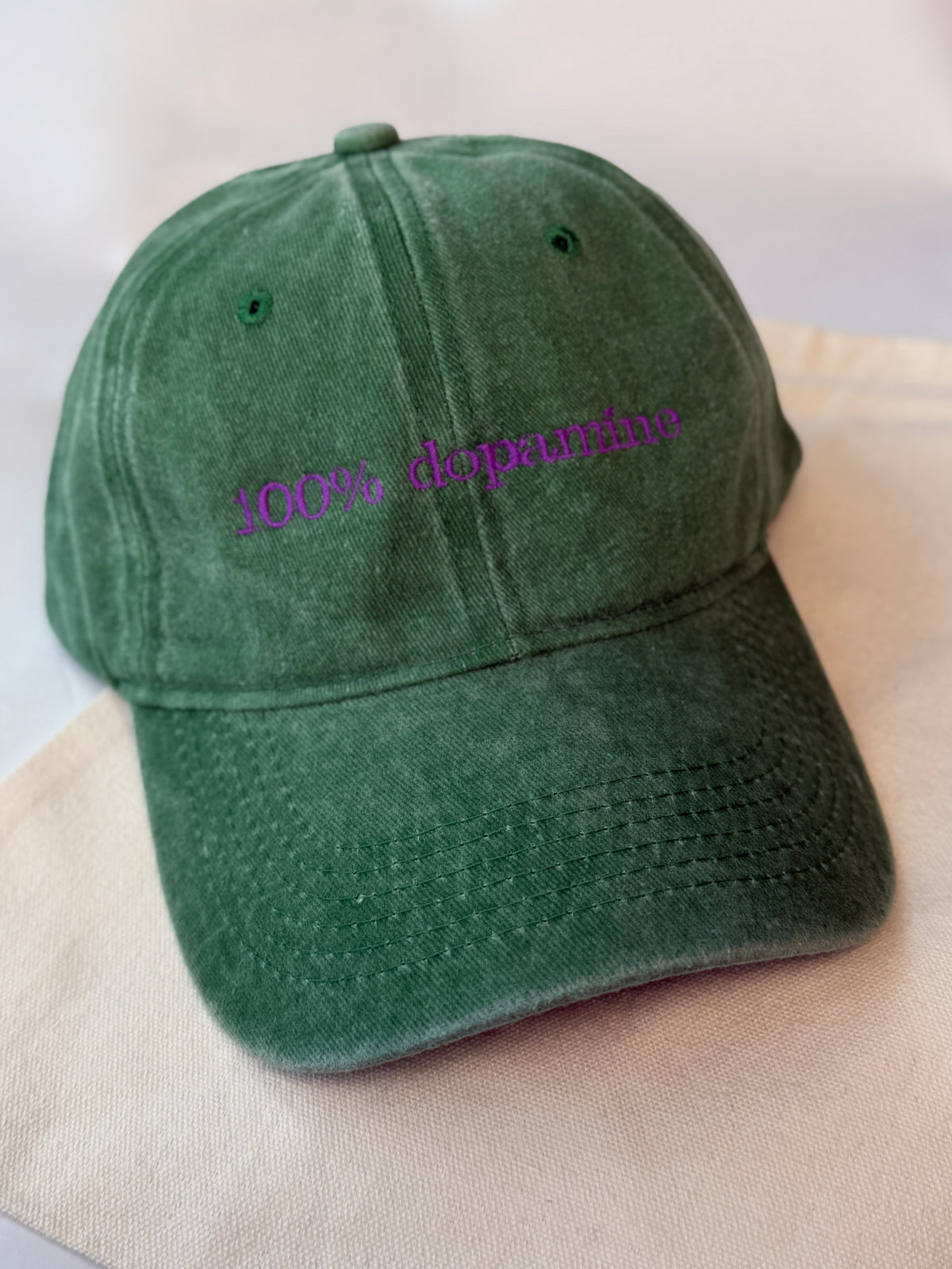 100% dopamine Washed Cotton Cap — Green and Purple — photo 2