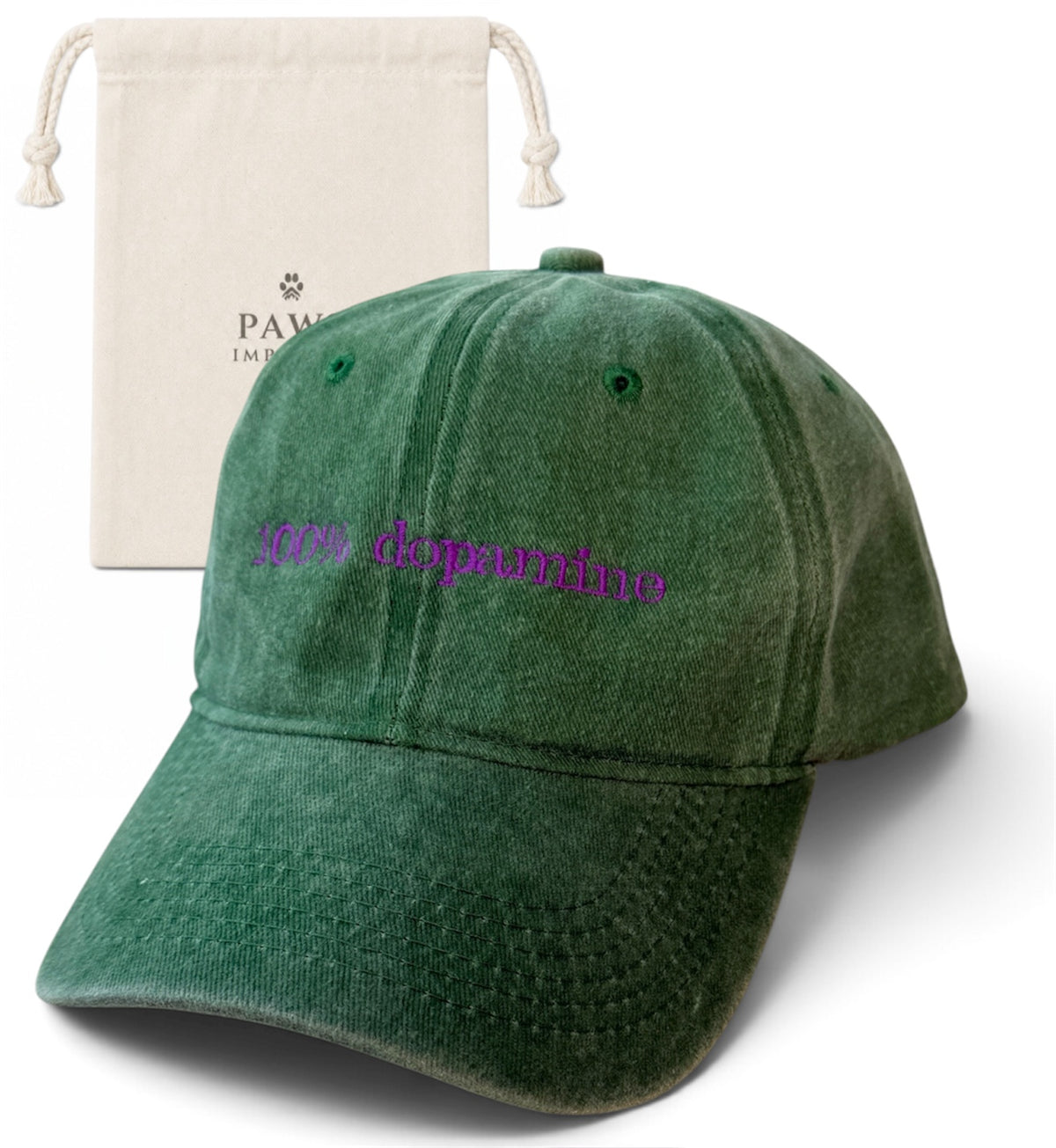 100% dopamine Washed Cotton Cap — Green and Purple by Paws Impérial