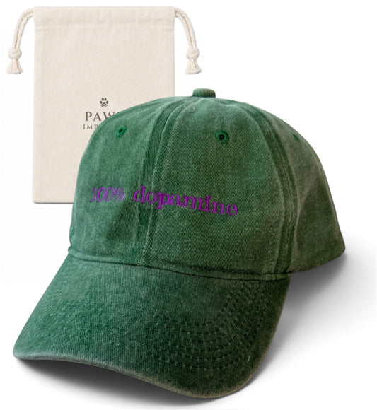 100% dopamine Washed Cotton Cap — Green and Purple by Paws Impérial