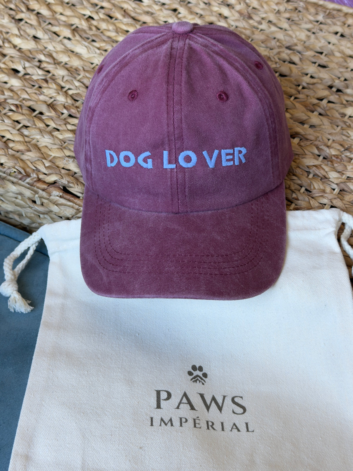 DOG LOVER Washed Cotton Cap — Burgundy and Blue — photo 1