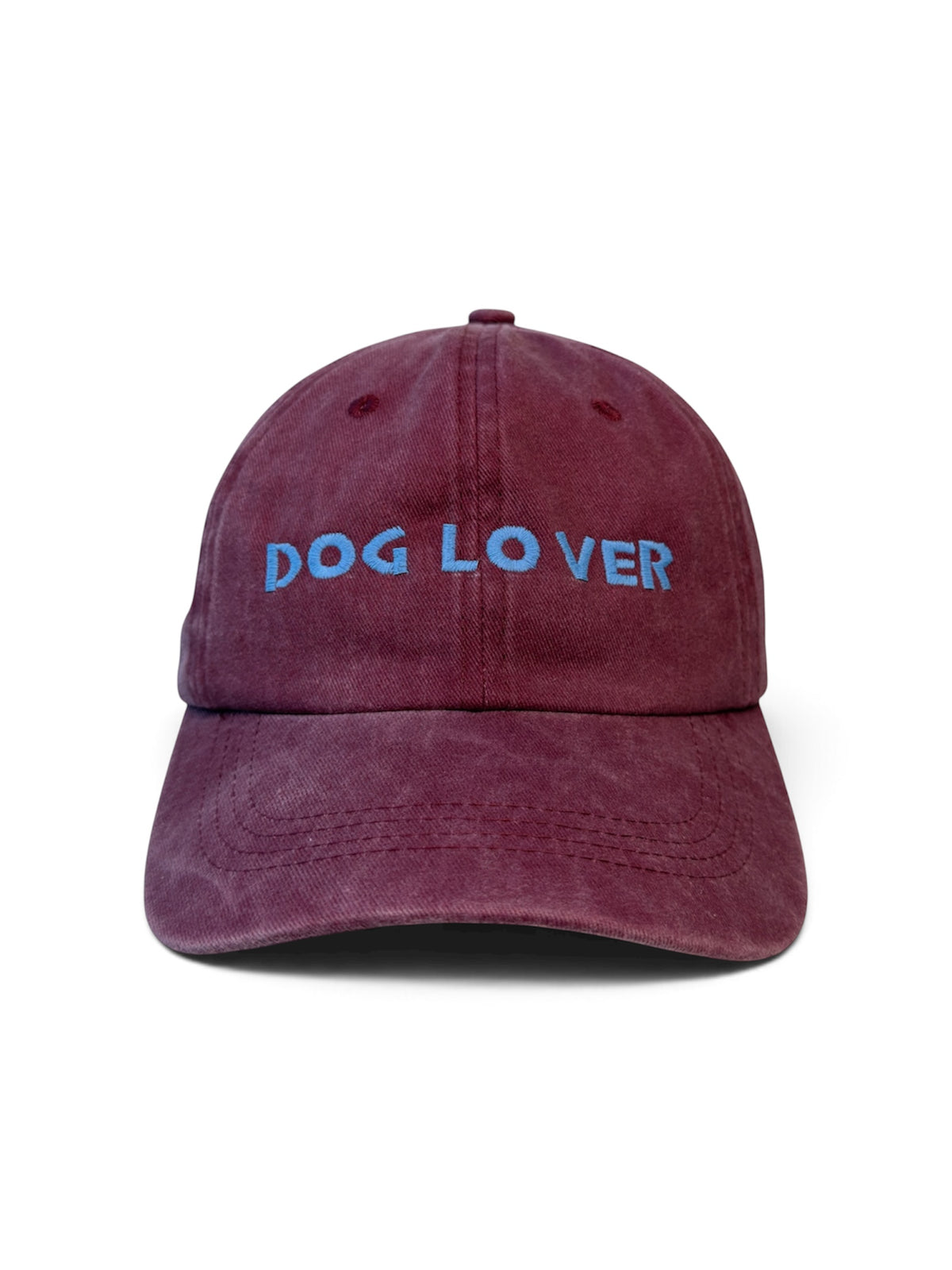 DOG LOVER Washed Cotton Cap — Burgundy and Blue — photo 3