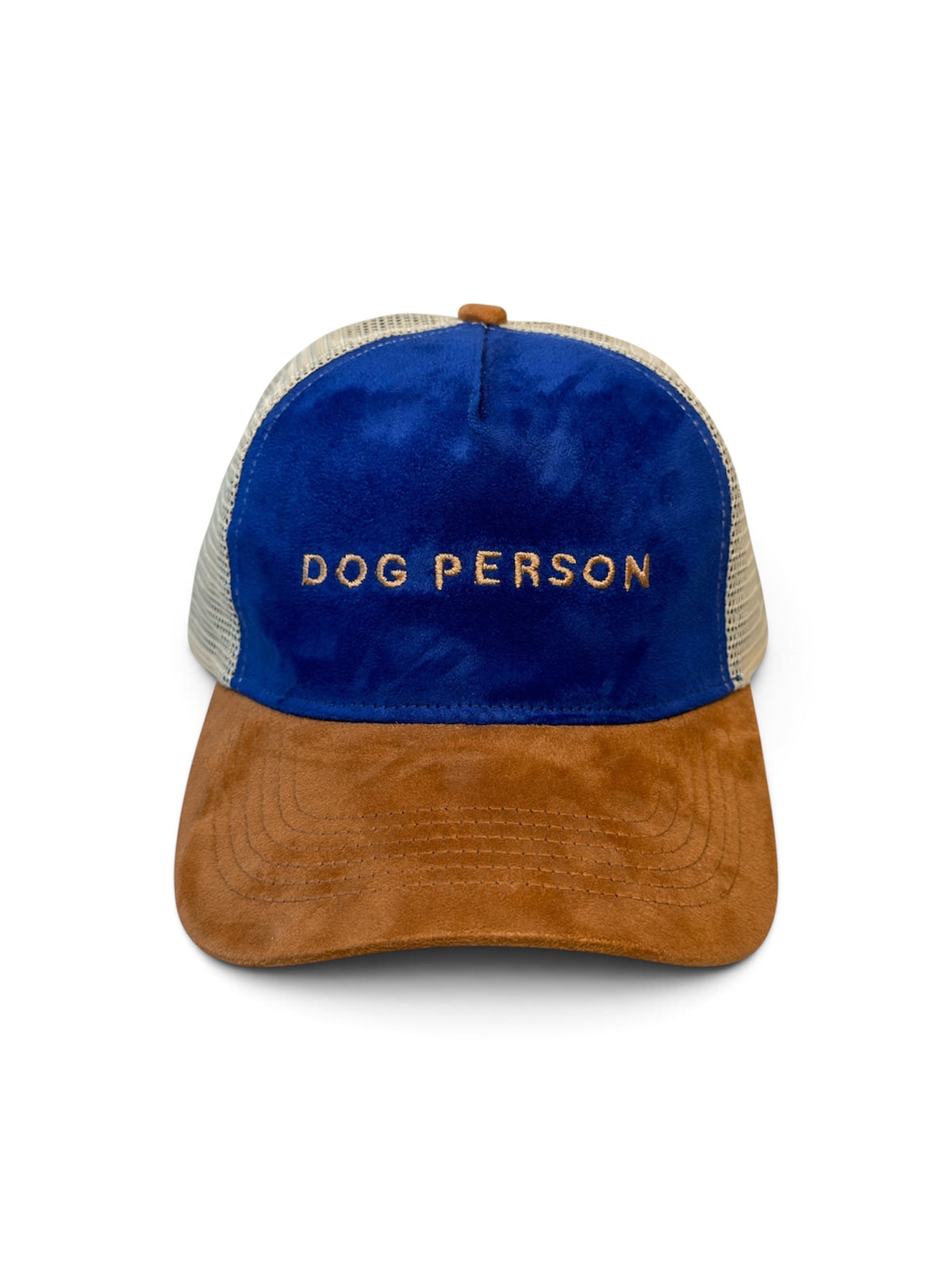 DOG PERSON Suede Mesh Cap — Blue and Rust — photo 1