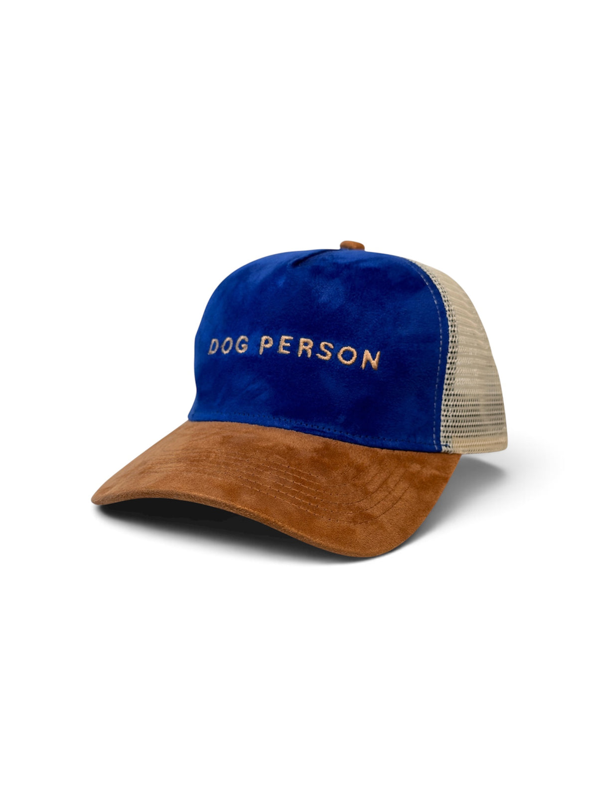 DOG PERSON Suede Mesh Cap — Blue and Rust — photo 2