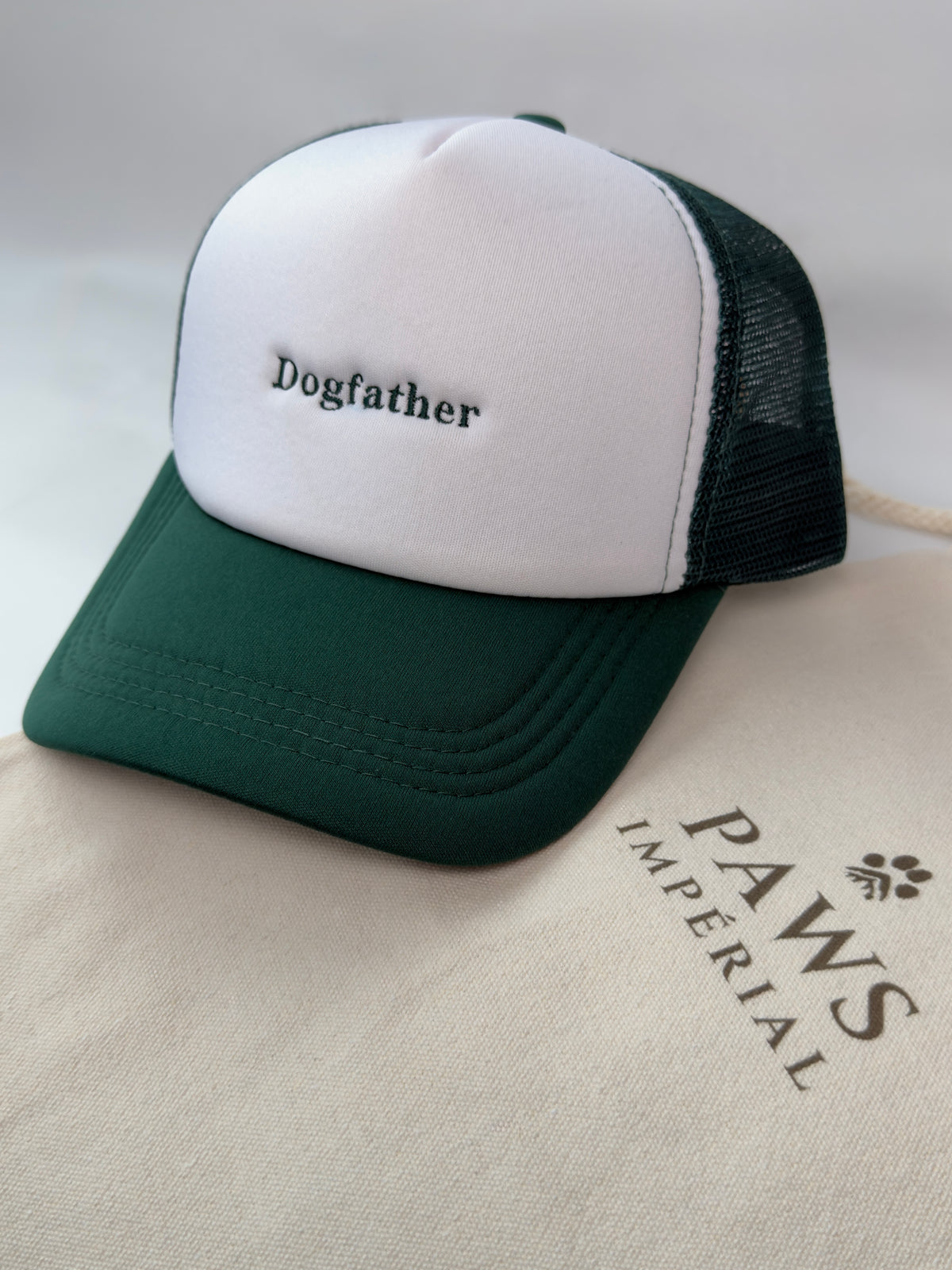 Dogfather Trucker Cap — Green and White — photo 1