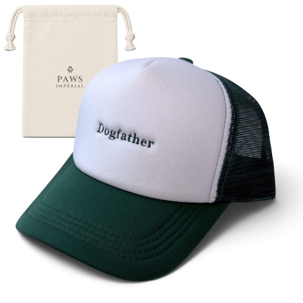 Dogfather Trucker Cap — Green and White by Paws Impérial