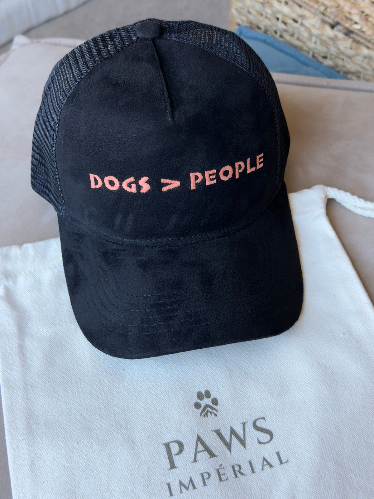 DOG>PERSON Suede Mesh Cap — Black and Orange — photo 1