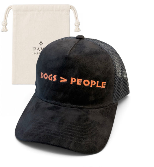 DOG>PERSON Suede Mesh Cap — Black and Orange by Paws Impérial