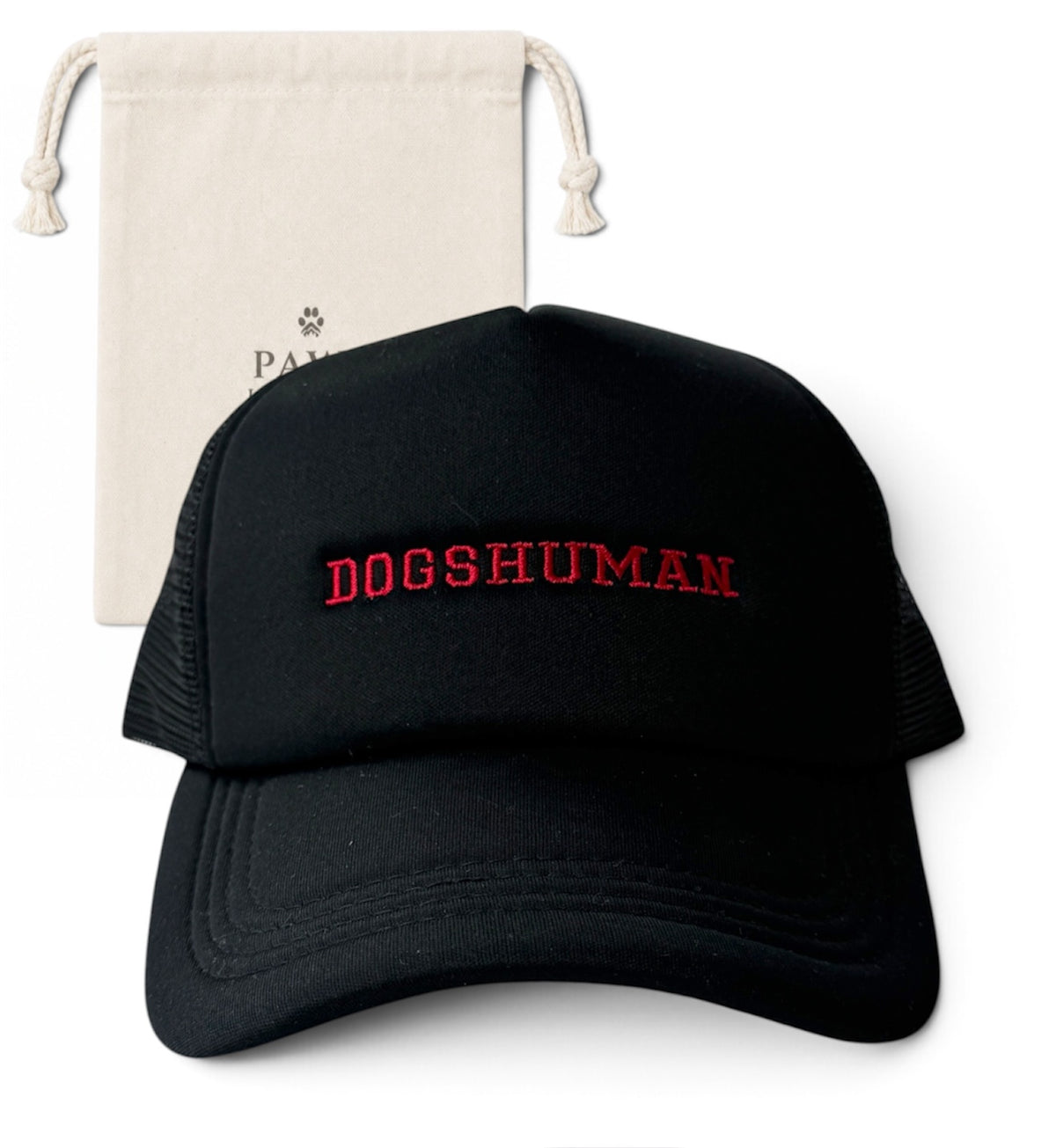 DOGSHUMAN Trucker Cap in black and red by Paws Impérial