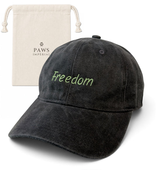 Freedom Washed Cotton Cap — Black by Paws Impérial