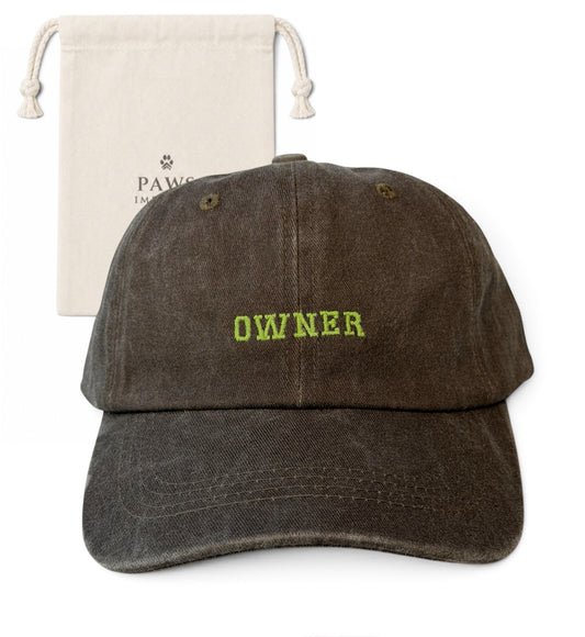 OWNER Washed Cotton Cap in brown and green by Paws Impérial