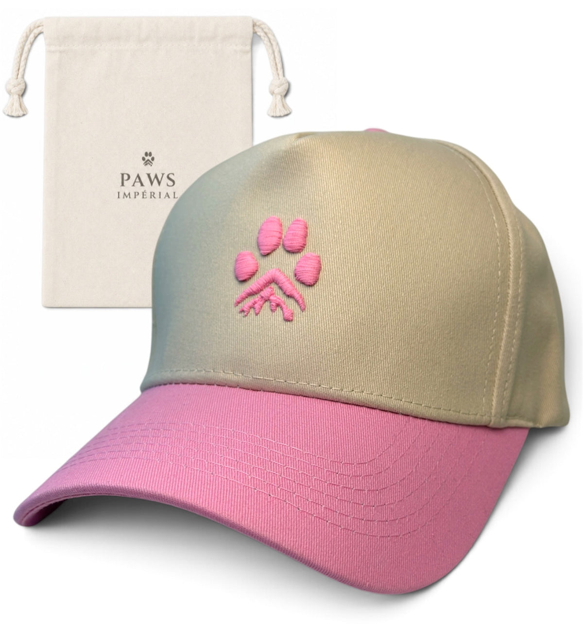 PAW Two-Tone Cotton Cap in pink and cream by Paws Impérial