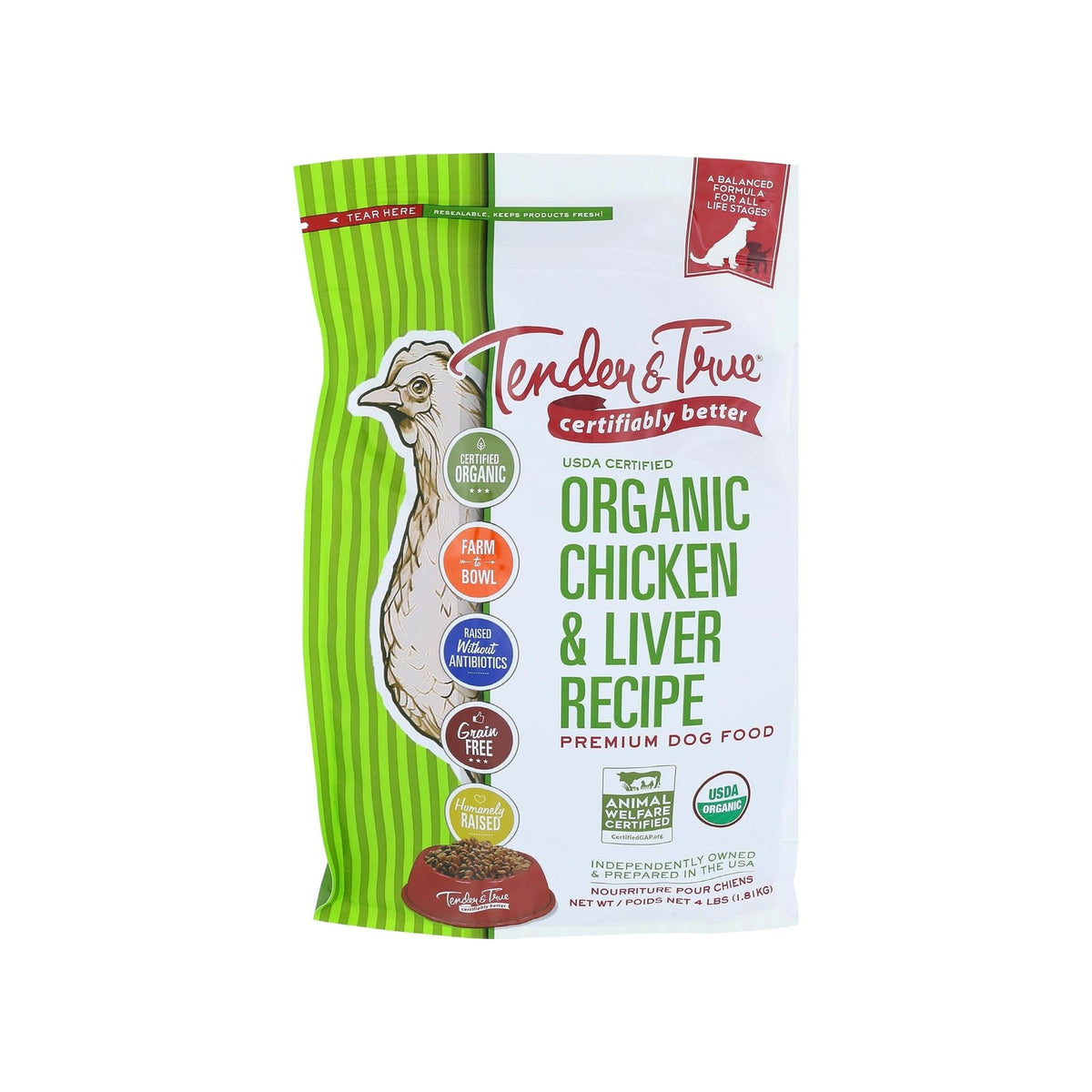 Tender and True Organic Chicken and Liver, 4 lb